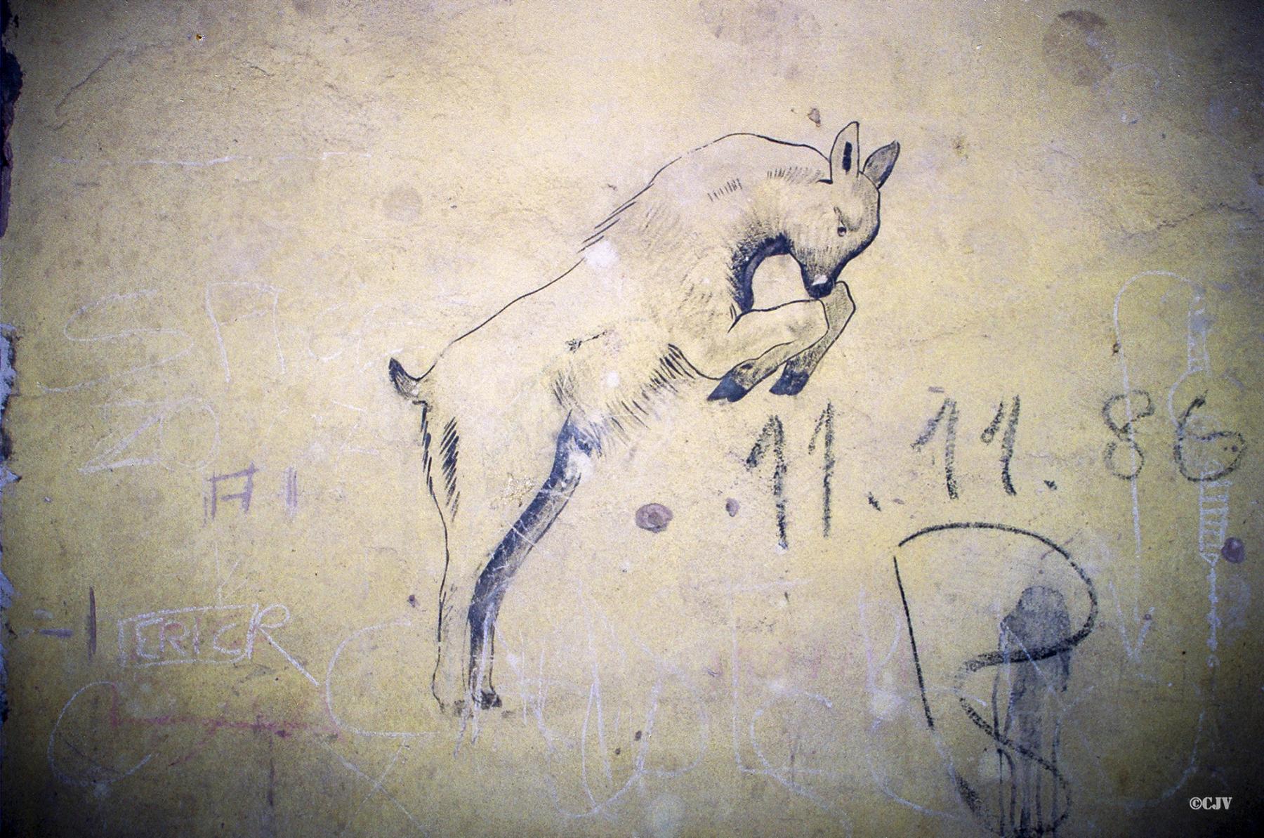 Ligne Maginot - LANGENSOULTZBACH - (Camp de sureté) - Bâtiment B
Salle d'angle gauche étage
Peinture murale du casernement