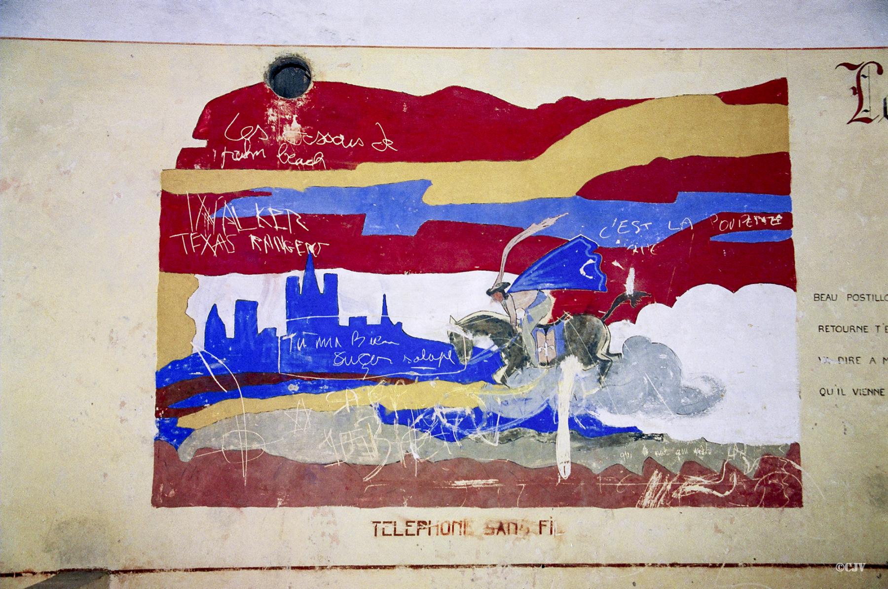 Ligne Maginot - LANGENSOULTZBACH - (Camp de sureté) - Bâtiment B
Salle 14
Peinture murale du casernement
'téléphonie sans fil'