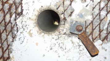 Ligne Maginot - DB28 - (Blockhaus pour canon) - Orifice pour le périscope en toiture et commande du volet obturateur