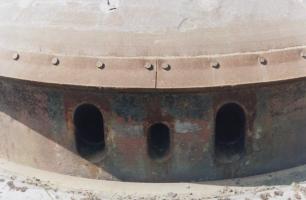 Ligne Maginot - MONT DES WELCHES - A21 - (Ouvrage d'artillerie) - Détail des restes de camouflage sur la tourelle 75 du bloc 4