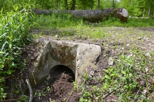 Ligne Maginot - VF60 - ANTENNE DE L'OUVRAGE DU HOCHWALD - (RESEAU - Voie 60 - Antenne ou rocade ferroviaire) - DRAINAGE 
Tout le long du tracé, des buses ont été mises en place afin de permettre l'écoulement de l'eau des fossés  traversant l'emprise de le voie.
Le plan de la réalisation est standard.