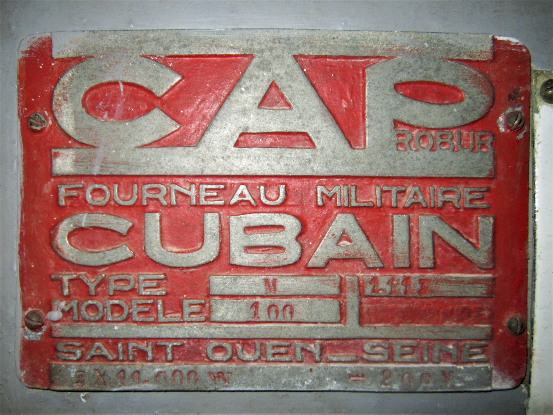 Ligne Maginot - FOUR A CHAUX - FAC - (Ouvrage d'artillerie) - Autocuiseurs Cap Robur Cubain
Plaque constructeur