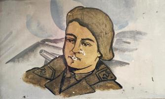 Ligne Maginot - LUDELANGE - (Camp de sureté) - Peinture murale dans le casernement