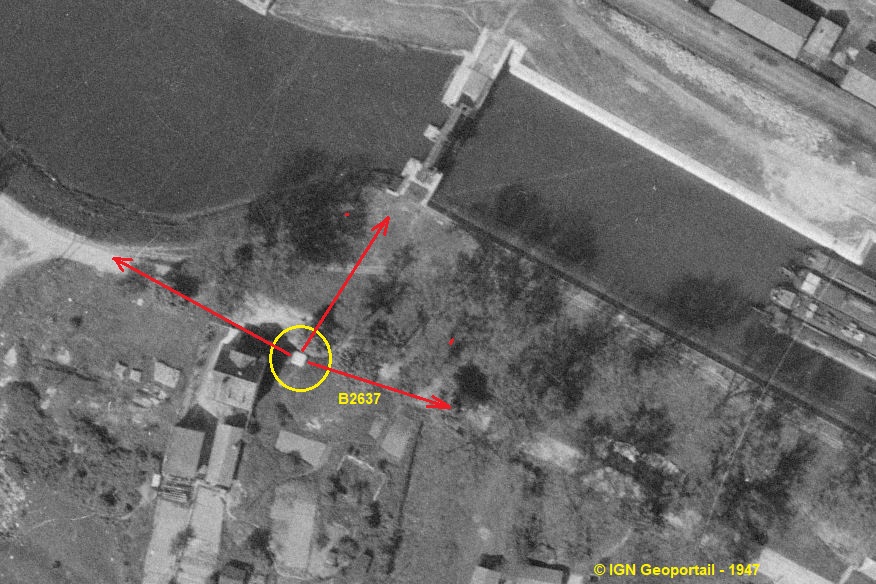 Ligne Maginot - B2637 - HUNINGUE SUD 1 - (Blockhaus pour arme infanterie) -  - IGN - Géoportail 1947