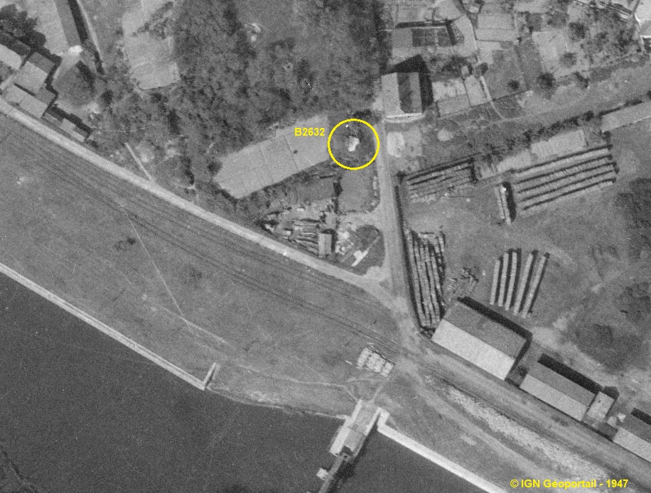 Ligne Maginot - B2631 - HUNINGUE SUD 2 - (Blockhaus pour arme infanterie) -  - IGN - Géoportail 1947