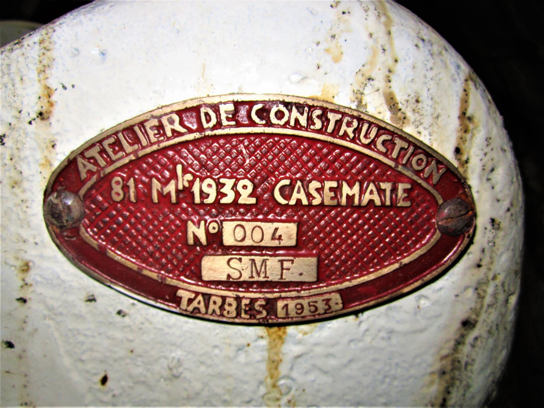 Ligne Maginot - SAINT GOBAIN - (Ouvrage d'infanterie) - Bloc 2
Plaque du mortier de 81