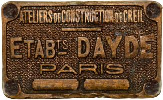 Ligne Maginot - Etablissements Daydé - Plaque constructeur sur dispositif d'obturation de galerie (Porte pare-souffle)