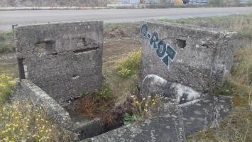 Ligne Maginot - SPORENINSEL - (Casemate d'infanterie - Double) - L'entrée depuis la berge protégée par des murs munis de créneaux