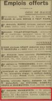 Ligne Maginot - Petite annonce de recrutement dans le petit Ardennais pour un poste de manœuvre.( juillet 1935 ) - 