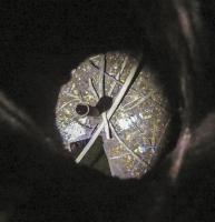 Ligne Maginot - ROSIERES - C3 - (Casemate d'infanterie) - Cloche JM convertie AM : photo intérieure prise par l'un des perçages supérieur