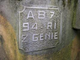 Ligne Maginot - AB7 - (Blockhaus pour canon) - Cartouche à l'entrée du bloc