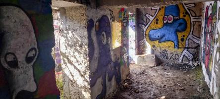 Ligne Maginot - MONT MOUREX (9° RAD) - (PC) - L'intérieur est resté propre parce que le lieu est fréquenté par des artistes. Ni broussaille, ni ordures.