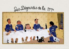 Ligne Maginot - SAPEY - (Casernement) - Reproduction numérique de la fresque 'Les Dégourdis de la 11 eme'
