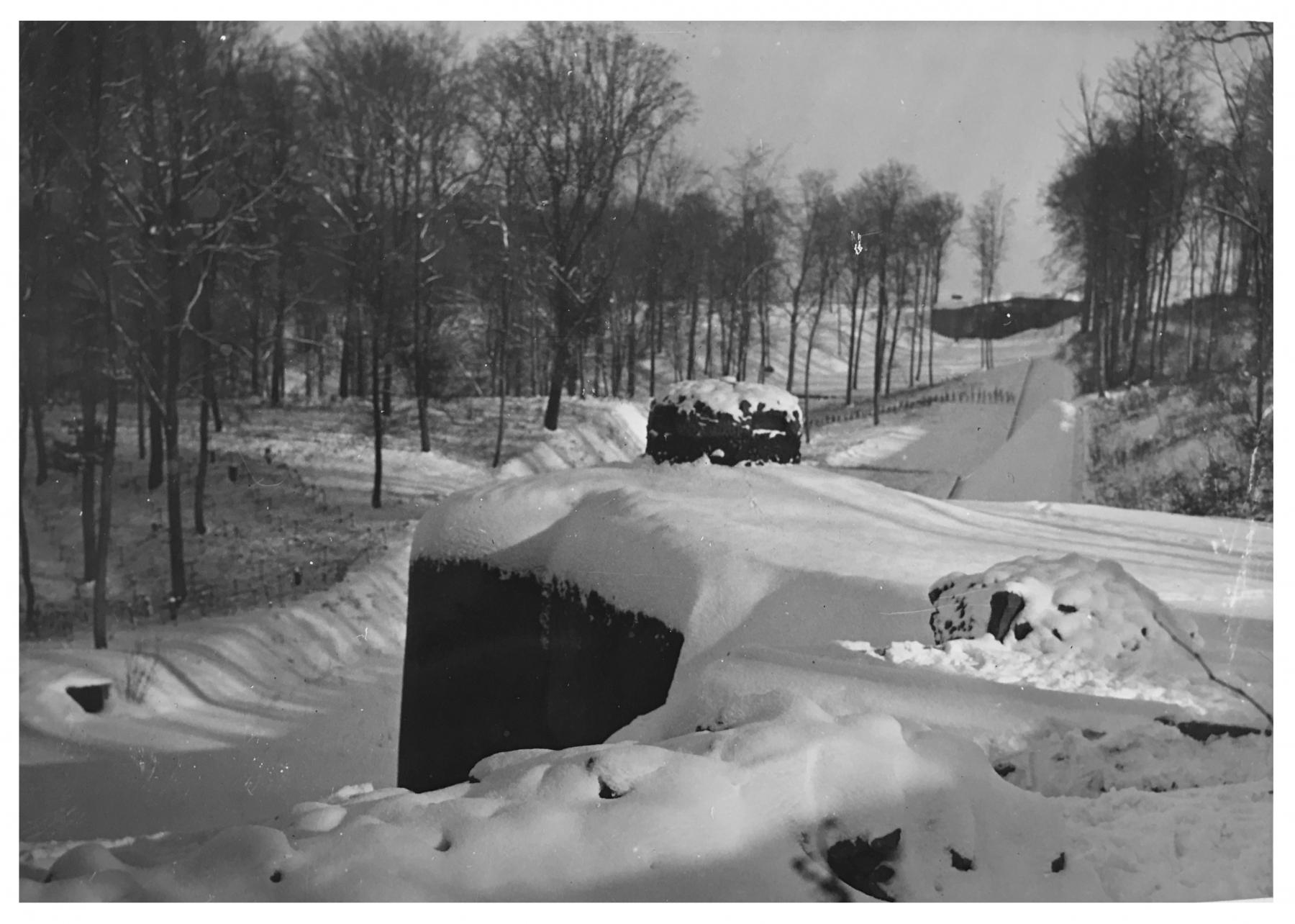 Ligne Maginot - HACKENBERG - A19 - (Ouvrage d'artillerie) - Fossé antichars 
Le bloc 22 et  le bloc 21 à l'arrière plan - Inconnu