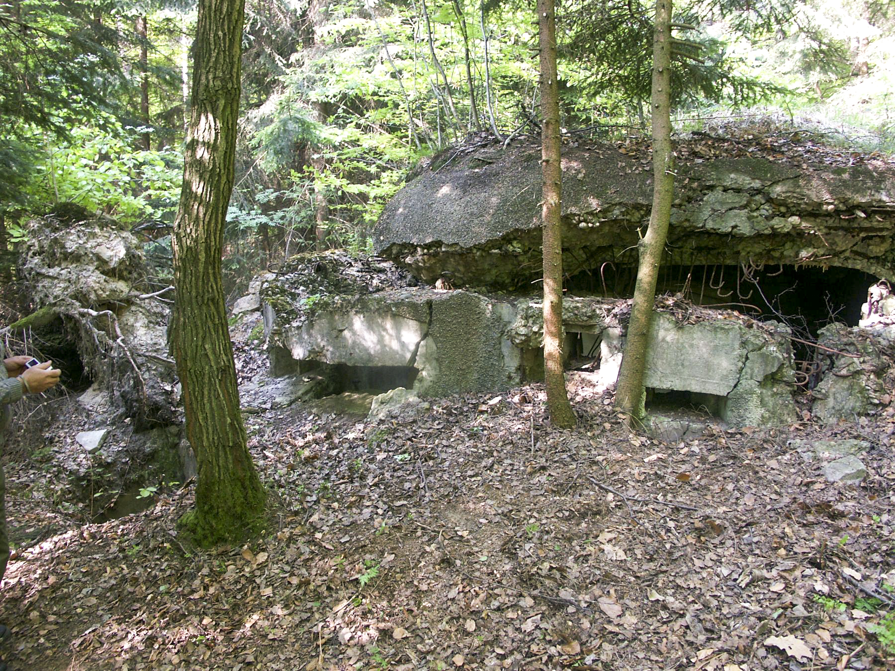 Ligne Maginot - SOMMET DU HOCHWALD 3 - (Blockhaus pour arme infanterie) - Le blockhaus détruit
A gauche la coupole mitrailleuse, à droite un créneau pour FM