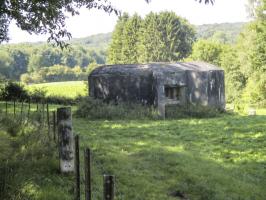 Ligne Maginot - B742 - FONTAINE JACQUOT - (Blockhaus pour canon) - Photo prise depuis e chemin de terre longeant le pré clôturé.