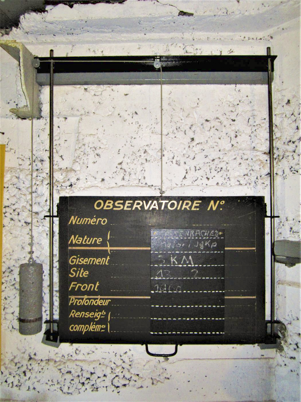 Ligne Maginot - AC1B - MC22 - LA COSTAUDE - (Casemate d'artillerie) - Tableau des relevés d'observation