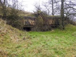 Ligne Maginot - GEBELSWIESE 1 - (Blockhaus pour canon) - L'entrée et le flanquement Sud-sud-est.
