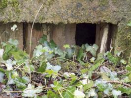 Ligne Maginot - E - CÔTE DU RÛ SUD - (Blockhaus pour arme infanterie) - Face droite, créneau FM evec des restes de coffrage en bois.