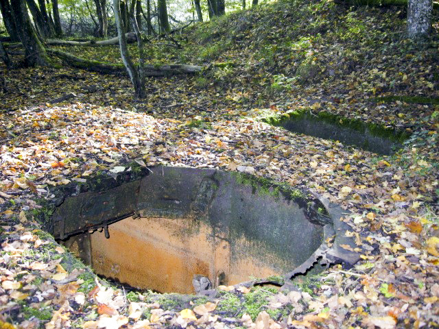 Ligne Maginot - HELLENWALD 2 - (Blockhaus pour arme infanterie) - L'emplacement de la tourelle et la fosse douilles