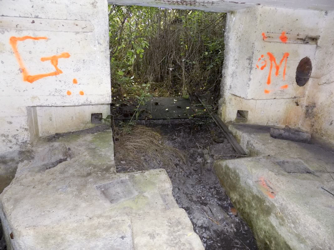 Ligne Maginot - C - OUEST DE FRENOIS - (Blockhaus pour canon) - Vue vers l'entrée. Noter que le bloc peut accepter les bêches des canons antichars de 25mm ou de 47mm - R Tucker