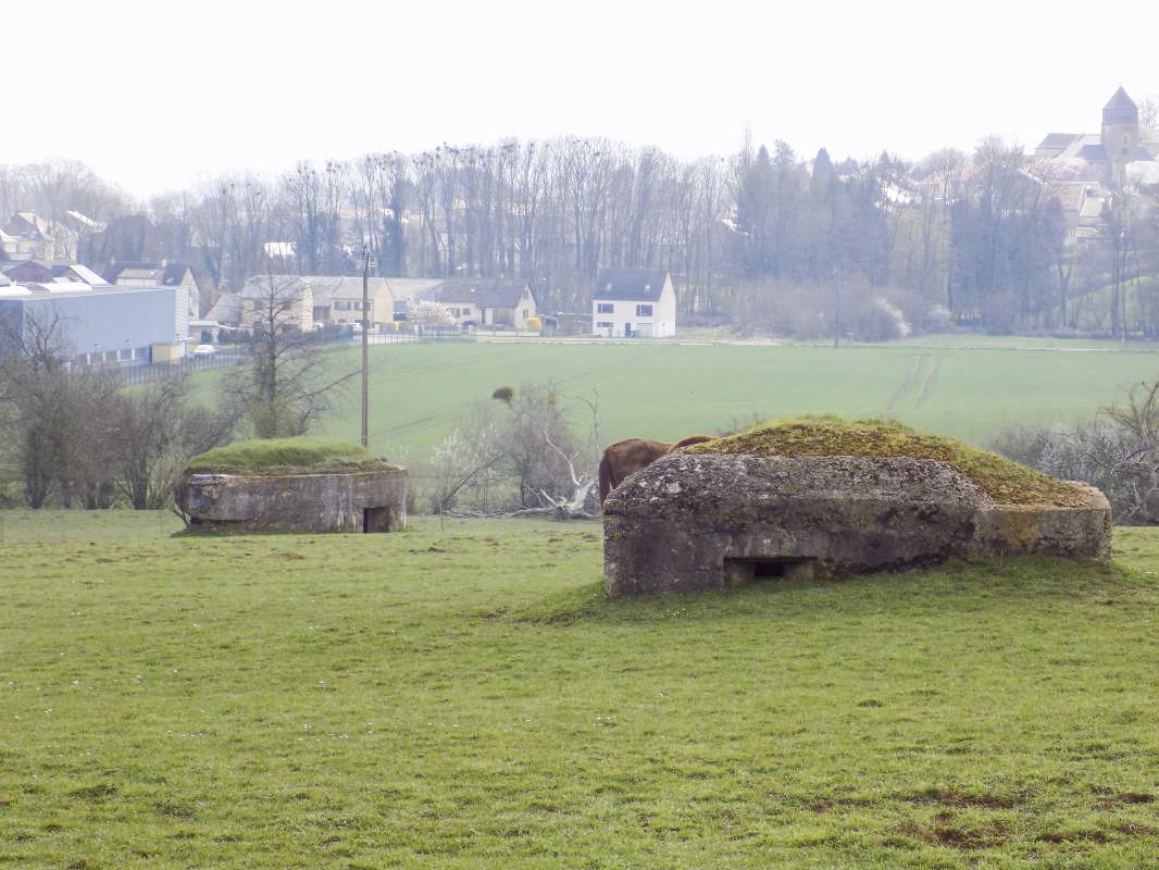 Ligne Maginot - 15BIS - PAMBOUR - (Blockhaus pour canon) - 15bis à gauche, R7 à droite. Pris du nord-ouest
