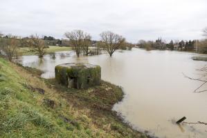Ligne Maginot - SARRALBE BARRAGE SUD - (Blockhaus pour arme infanterie) - Le blockhaus et l'inondation de l'Albe, vue probablement très proche de la situation en 1940