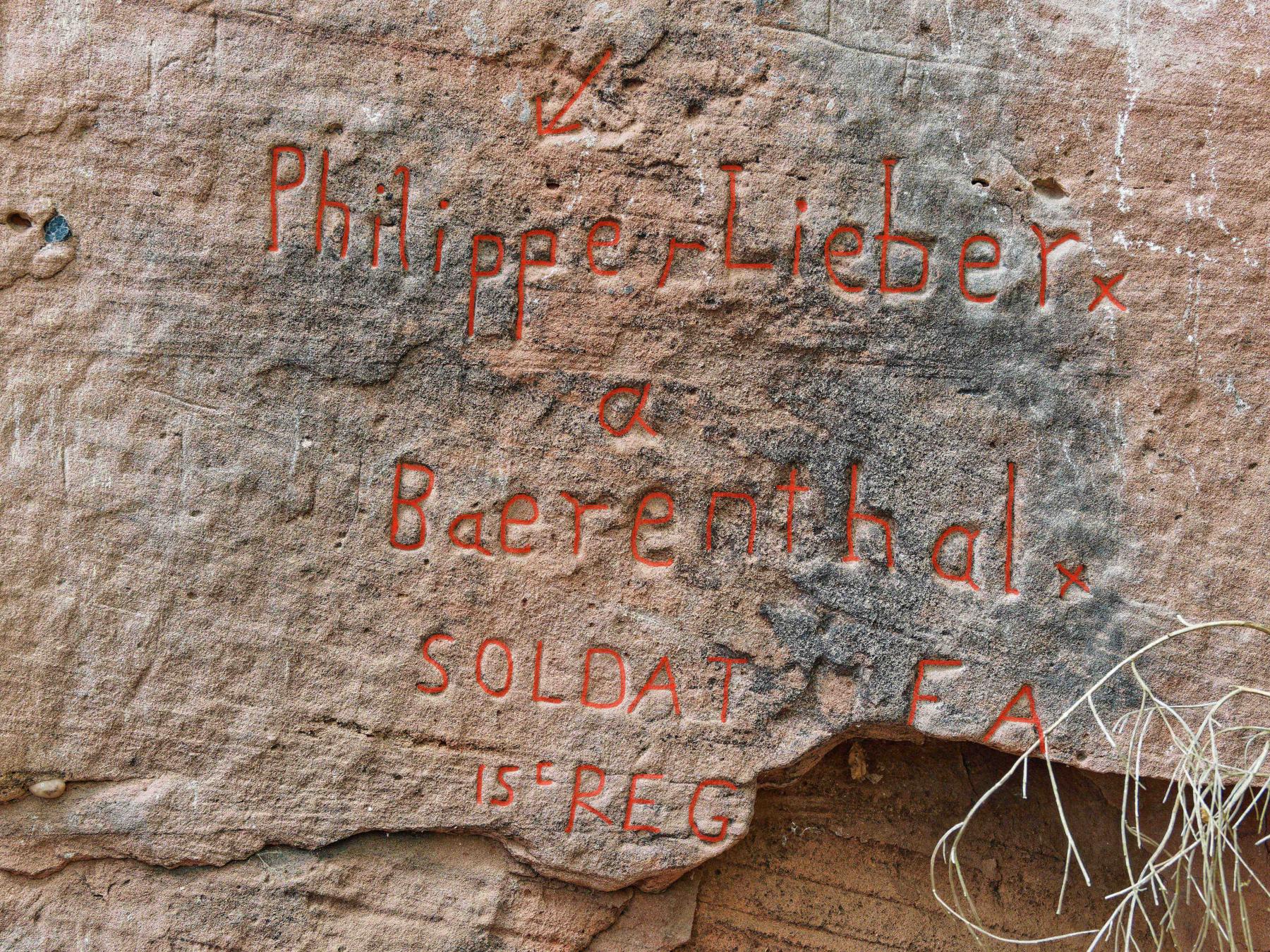 Ligne Maginot - BAERENTHAL (SF VOSGES) - (PC de Secteur) - Une gravure dans le grès près du tunnel - Jürgen Morr