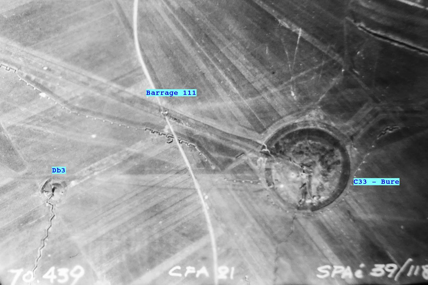 Ligne Maginot - BURE - C33 - (Casemate d'infanterie - Simple) - Vue aérienne du 11 mars 1940 - Armée de l'Air - Ss-Lt Rouig