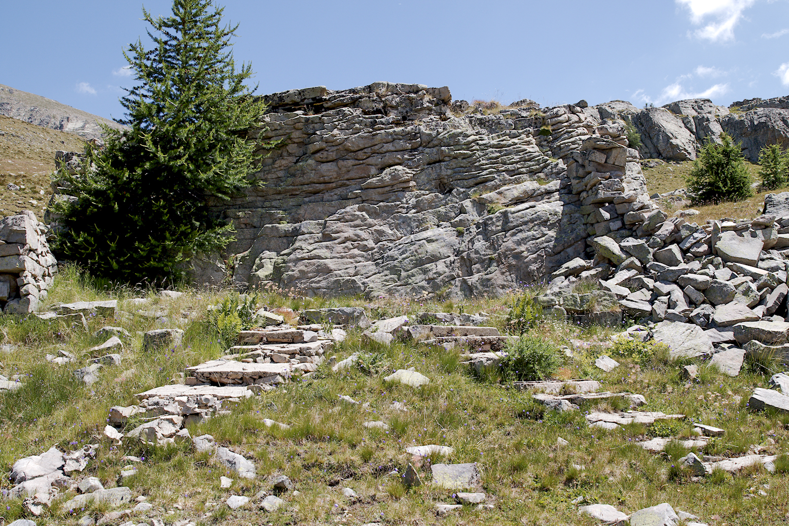 Ligne Maginot - VALLON DE SANGUINIERE - (Cuve pour arme d'infanterie) - Vestiges de murs ainsi que de deux escaliers à proximité de la position - Edouard Evangelisti