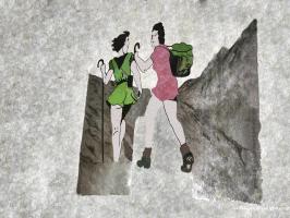 Ligne Maginot - BREHAIN - A6 - (Ouvrage d'artillerie) - Bloc 6
Peinture murale représentant deux femmes (restauration numérique)