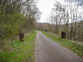 Ligne Maginot - 20 - (Barrage de Route) - Vu de la frontière : pivot à gauche, pilier d'ancrage à droite
Vue de l'Allemagne vers la France