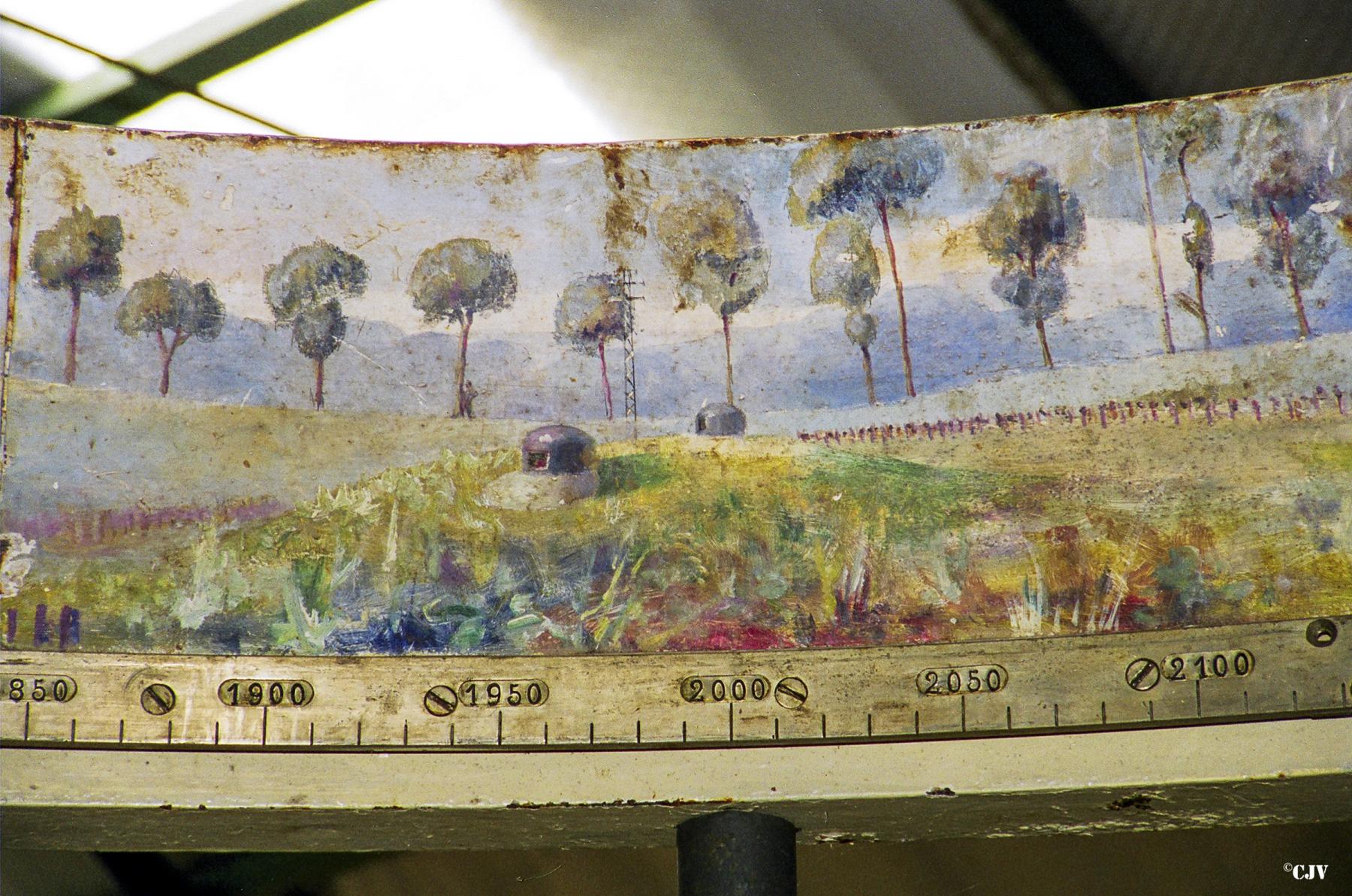 Ligne Maginot - BREHAIN - A6 - (Ouvrage d'artillerie) - Bloc 5
Détail du panorama de tir de la tourelle exposé dans le musée de l'ouvrage de Fermont - Lia VERMEULEN