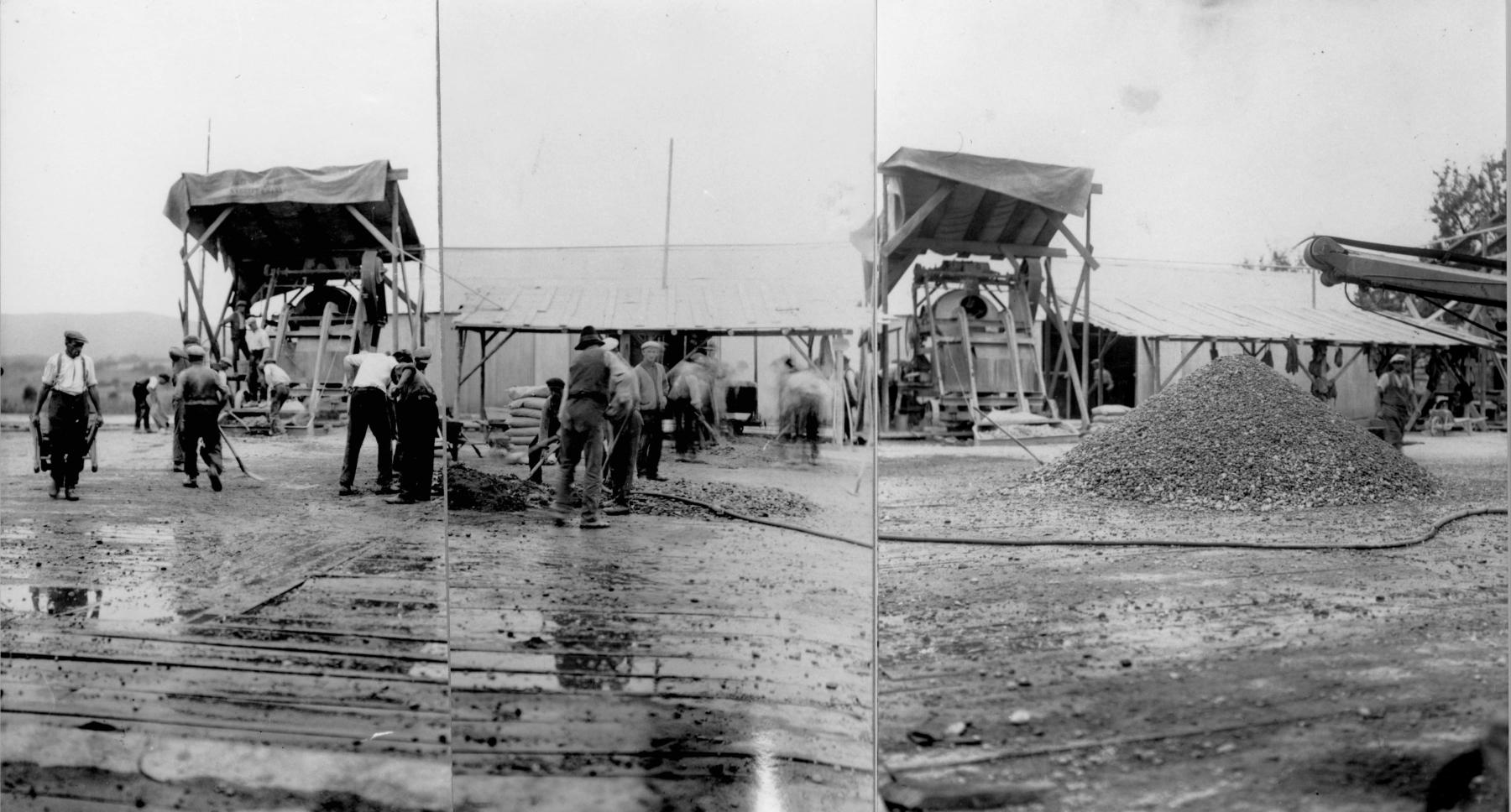 Ligne Maginot - BREITENACKER NORD et SUD - (Casemate d'infanterie - Simple) - Chantier de construction
Entreprise Dietsch
Gâchage du béton à la main, 2 bétonnières sur 3 en panne - Inconnu