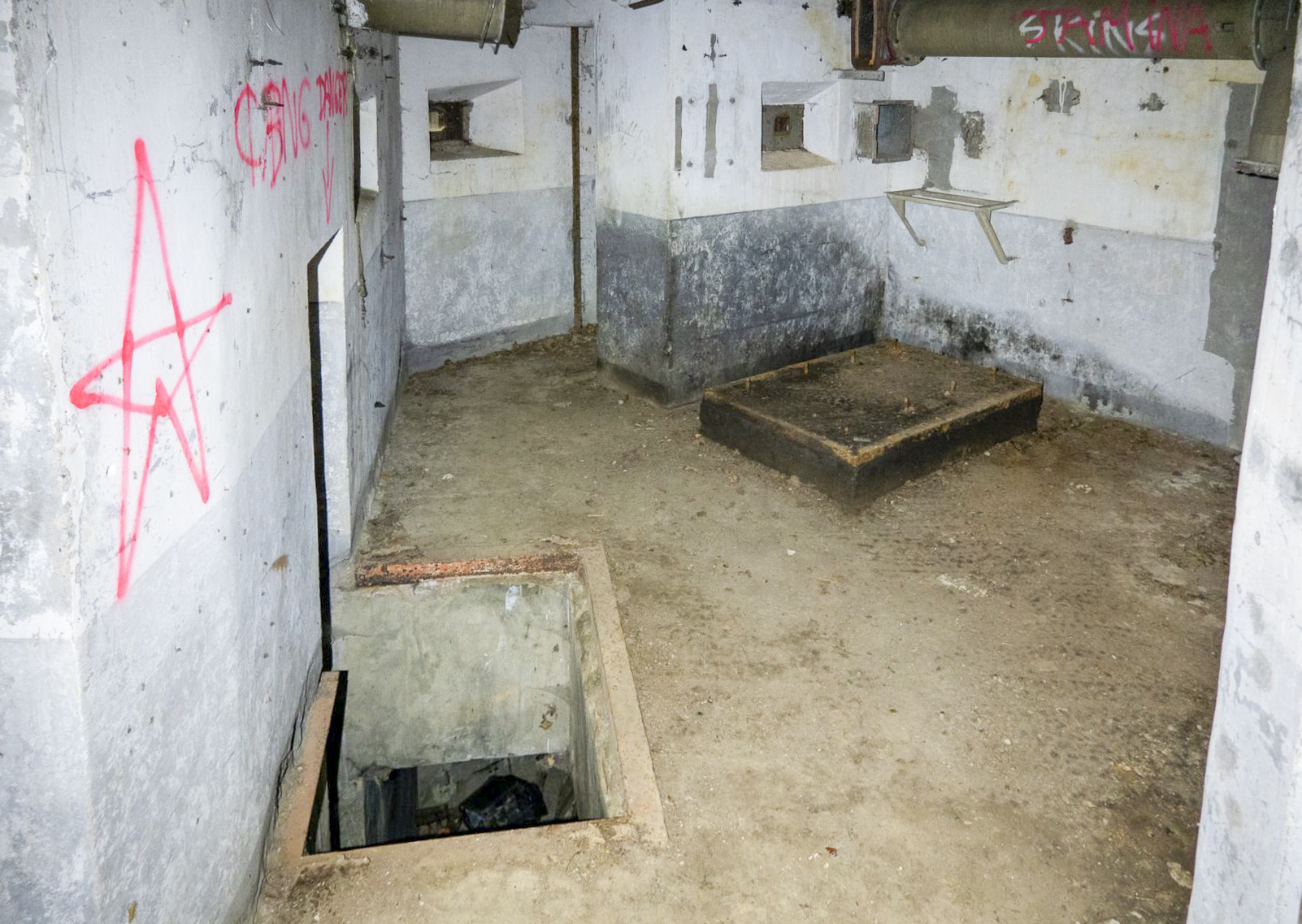 Ligne Maginot - BOIS D'OTTONVILLE - BCA1 - (Casemate d'artillerie) - Local du groupe électrogène 
Au premier plan l'accès en puits au sous-sol réduit  - Michel Teiten