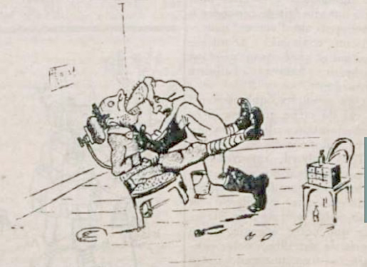 Ligne Maginot - BOUSSE - A24 - (Ouvrage d'infanterie) - La peinture du Lt Gendre montrant le médecin auxiliaire Caron malmenant Gendre est inspirée de ce dessin publié dans le journal Cambronne du 146° RIF - Cambronne - 146° RIF