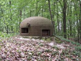 Ligne Maginot - BOIS DE KLANG - X24 (QUARTIER KLANG - III/164° RIF) - (Abri) - Cloche GFM de l'entrée gauche
Noter les créneaux décalés destinés à permettre le flanquement du flanc de colline
