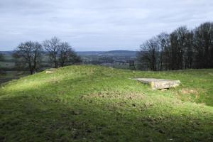 Ligne Maginot - O46 - SONNENBERG - (Observatoire d'artillerie) - Seuls quelques parties bétonnées encore visible, ainsi que le relief du terrain, permettent de distinguer de nos jours la présence de la structure.

Le point de vue de cette photo est vraisemblablement situé sur l'emplacement de l'abri, de type 'tôle métro'. Il est quasi indécelable de nos jours.
