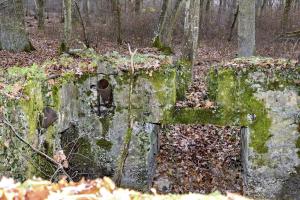 Ligne Maginot - CB224 - BOIS DE CATTENOM 06 - (Blockhaus pour canon) - Vue intérieur du créneau de défense rapprochée et des goulottes lance-grenades.
