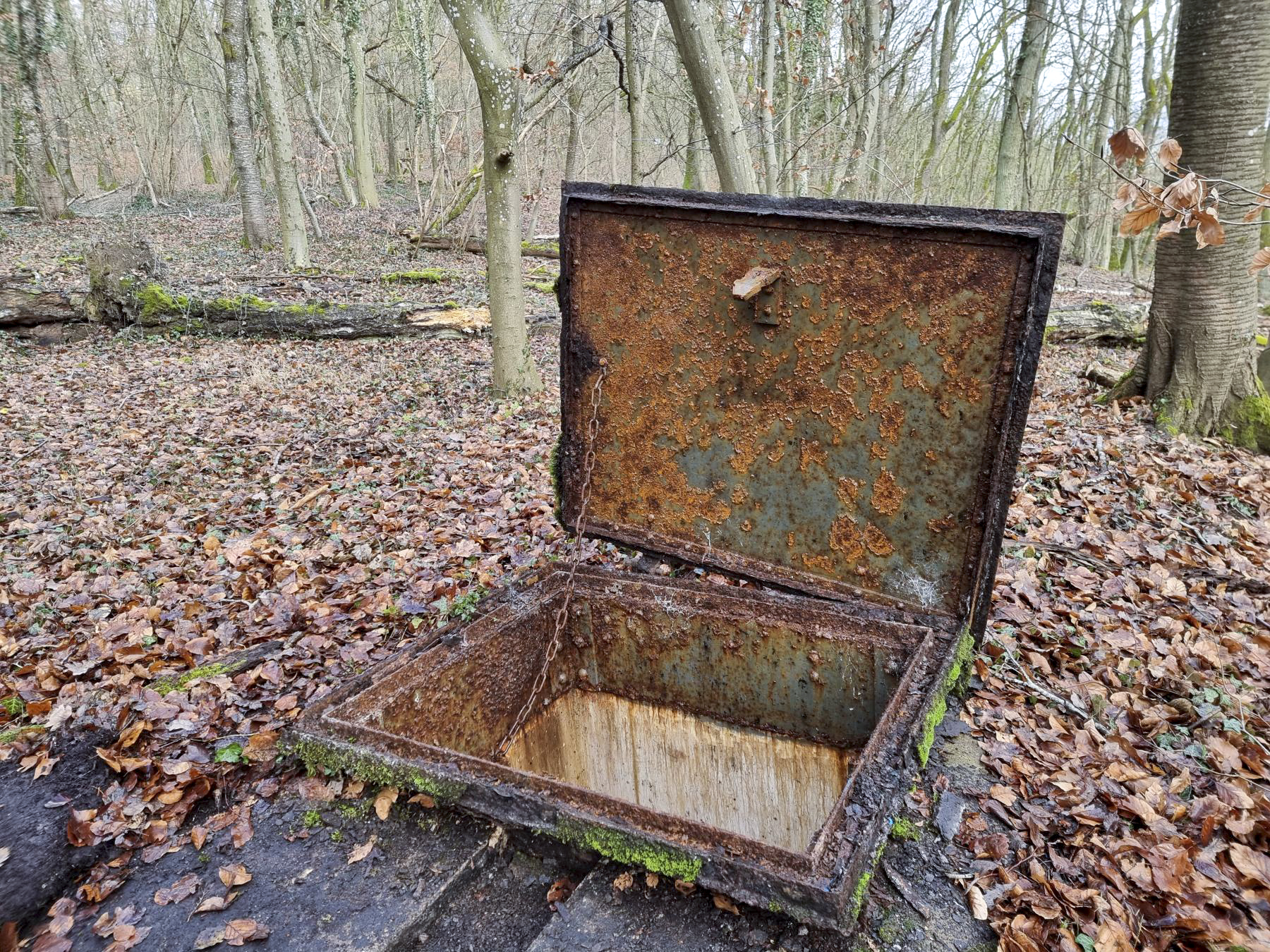 Ligne Maginot - 82M - (Chambre de coupure) - La trappe, fortement rouillée, ouverte.