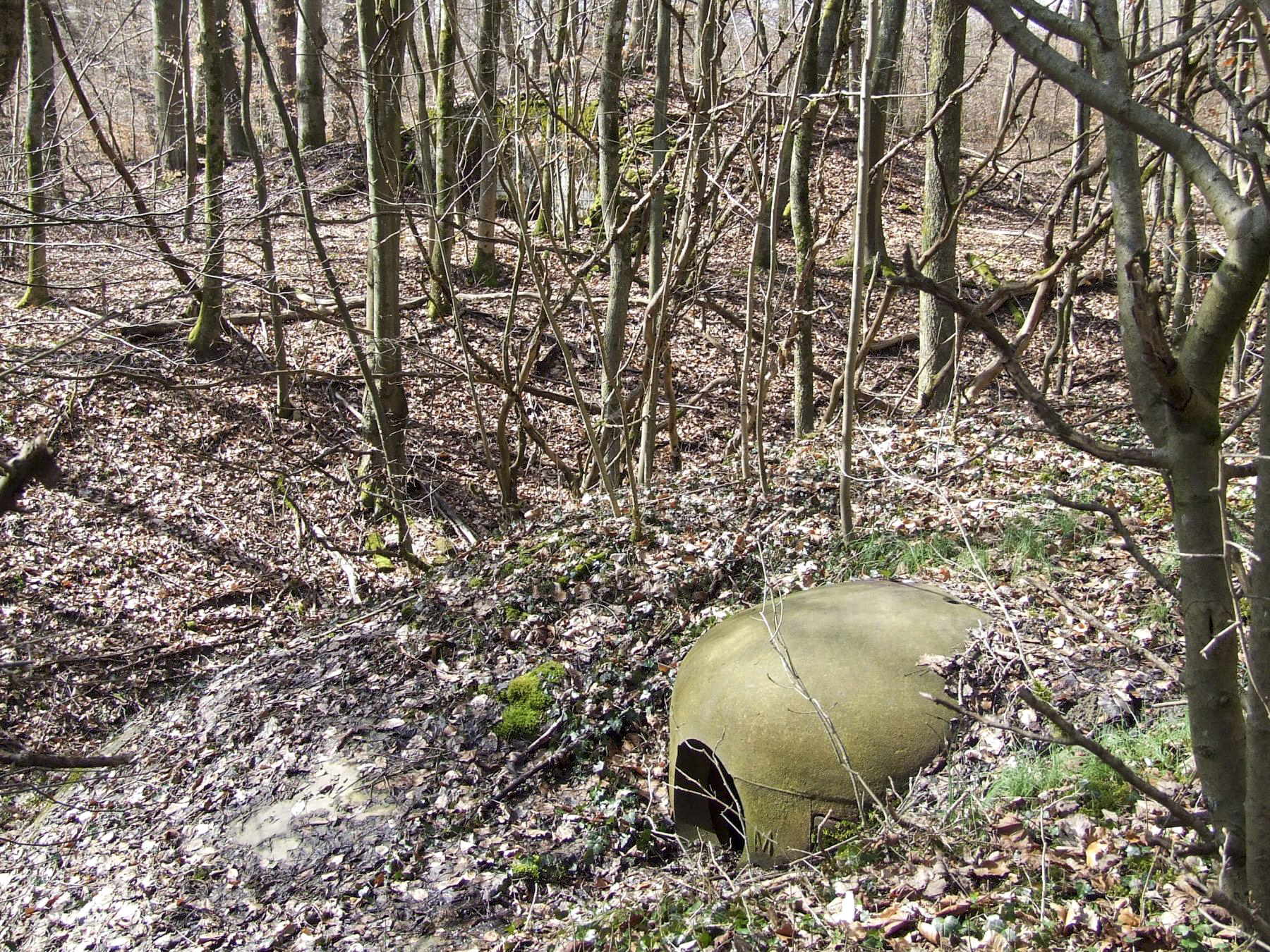 Ligne Maginot - BOIS DE LAUDREFANG SUD - C77 - (Casemate d'infanterie - Simple) - La cloche AM avec le blockhaus anti-char à l'arrière plan
