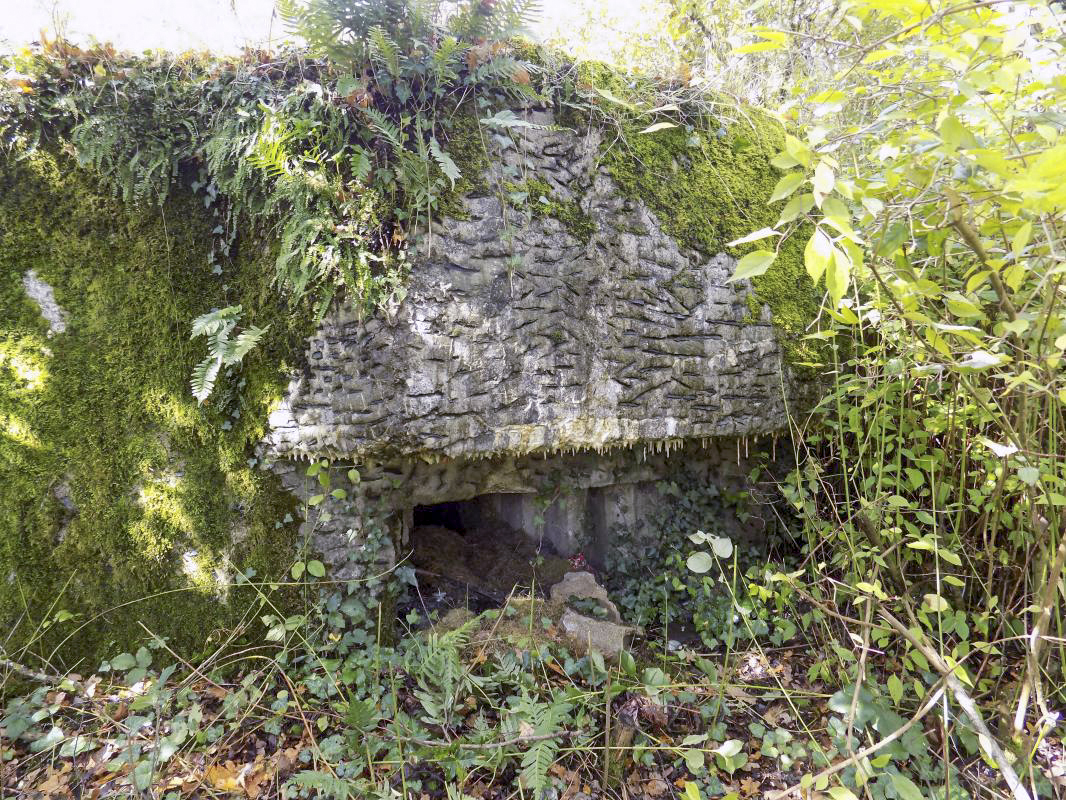 Ligne Maginot - BB59-C - BOIS DE L'HERMITAGE SUD - (Blockhaus pour arme infanterie) - Face droite, créneau gauche.
Noter le béton 'travaillé' - R Tucker