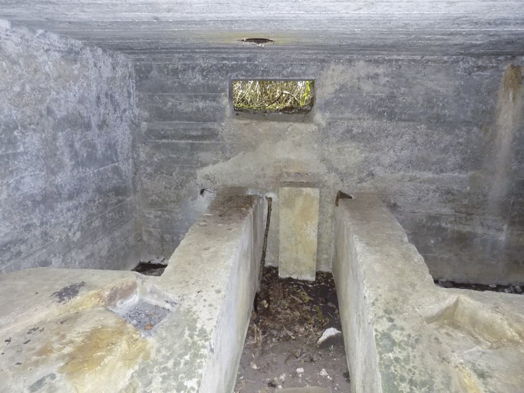 Ligne Maginot - 24A - BOIS DE FLIZE EST - (Blockhaus pour canon) - Face frontale, créneau AC.
Le créneau est déplacé à gauche de l'axe du canon AC.
