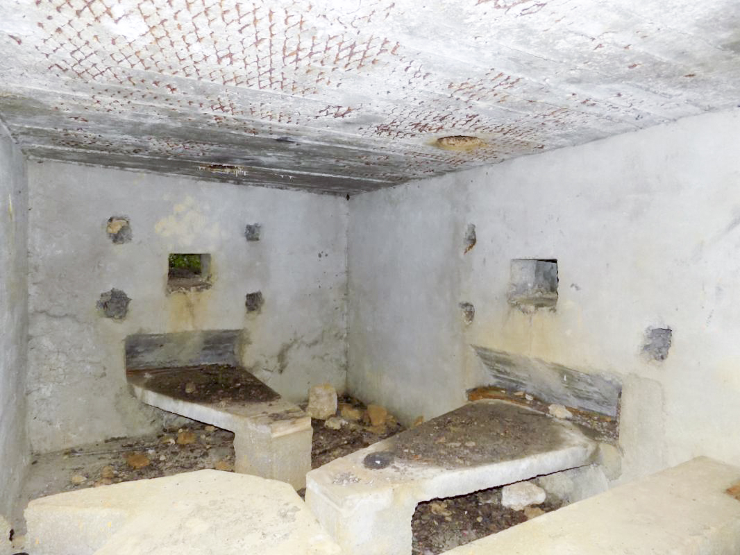 Ligne Maginot - 28A - RIMONNEAU - (Blockhaus pour canon) - Face gauge, créneau Hotchkiss et face frontale, créneaux Hotchkiss - R Tucker