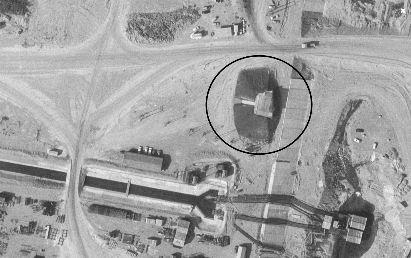 Ligne Maginot - PORT DU RHIN SUD 18 - (Blockhaus pour arme infanterie) - Mise à nue de l'ouvrage lors de la construction du canal d'Alsace. - IGN - Géoportail 1969