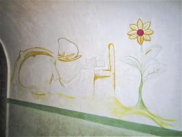 Ligne Maginot - FORT DUCROT - (PC de Secteur) - Fresque en cours de restauration
Elle représente les progrès de l'artillerie, ici une catapulte rudimentaire