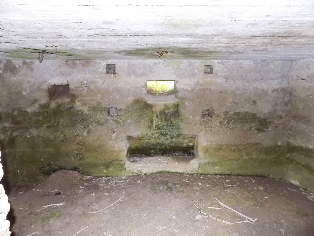 Ligne Maginot - 28 - FOND DE TURGEON - (Blockhaus pour arme infanterie) - Vue de l'entrée, créneau FM à gauche, créneau Hotchkiss à droite
