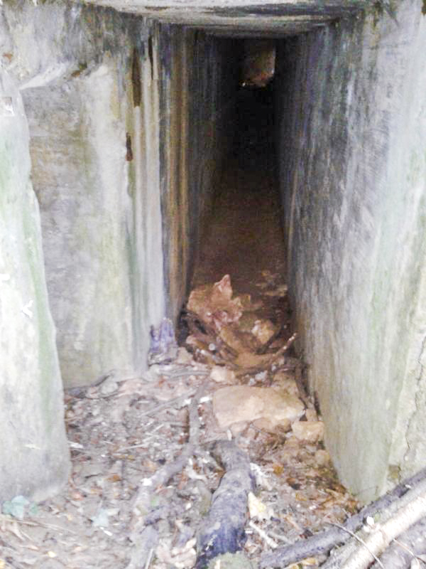 Ligne Maginot - CERNAY - (Central téléphonique d'observation) - Entrée Nord.
Le passage à gauche donne accès aux quatre pièces composant le Central d'Observation.