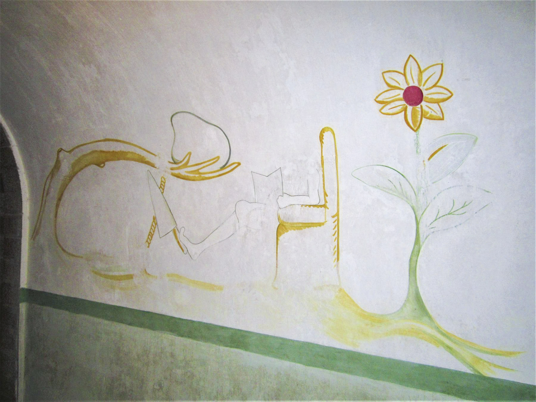 Ligne Maginot - FORT DUCROT - (PC de Secteur) - Fresque en cours de restauration
Elle représente les progrès de l'artillerie, ici une catapulte rudimentaire
