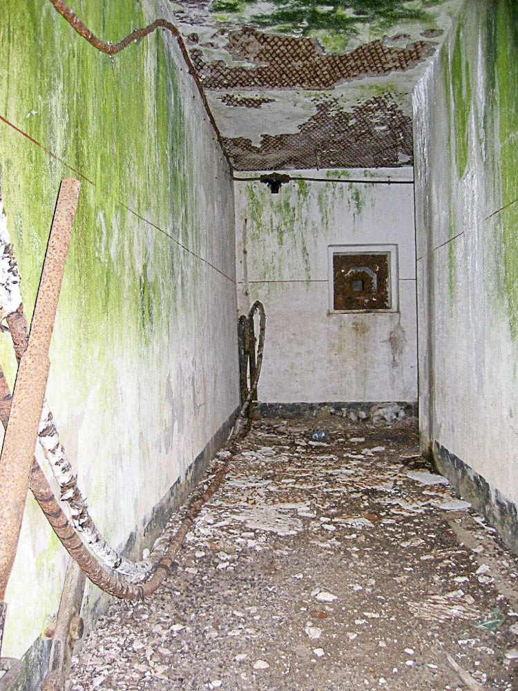 Ligne Maginot - MOLVANGE - A9 - (Ouvrage d'artillerie) - Entrée des hommes
Couloir d'accès, après la grille de défense extérieure. Noter le créneau FM dans l'axe du couloir.